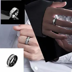 Cincin baja titanium pria, tempramen dan tren pola rime drip lem stainless steel grosir