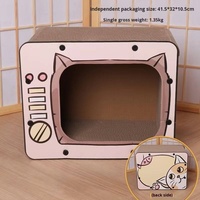 Retro TV-Karton Katzenhaus Umweltfreundlicher Kratzbaum Langlebiges Wellpappe-Katzenmöbel Kratzpfosten-Bett für Kätzchen
