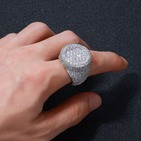 Fulsun Messing Vergoldeter Gewölbter Breiter Ring mit Schwerer Vollbesetzung aus Klaren Zirkonia, Wabenförmiger Hohlringschmuck im Hip-Hop-Stil