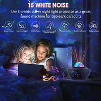 Projecteur d'étoiles Galaxie avec télécommande, haut-parleur de musique à bruit blanc et minuterie, en métal noir pour la décoration de chambre et de fête