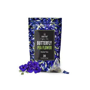 Flor de guisante mariposa 30 bolsitas de té piramidal, fabricante de color natural proveedor en la India desde la India té de hierbas sin cafeína