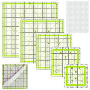 ไม้บรรทัดสำหรับงานควิลท์ ขนาด 4.5"x4.5", 6"x6", 9.5"x9.5", 12.5"x12.5", 6.5"x12", 2"x12" ทำจากอะคริลิก พร้อมห่วงกันลื่น สำหรับงานควิลท์และเย็บผ้า - Product Image 6