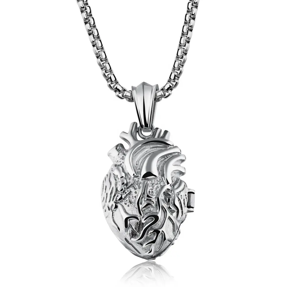 Special Souvenirs Body Necklace Men Stainless Steel Anatomical Heart Pendant