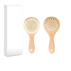Ensemble <span class=keywords><strong>de</strong></span> brosses à cheveux pour bébé en bois avec poils <span class=keywords><strong>de</strong></span> chèvre naturels extra-doux, manche en bois <span class=keywords><strong>de</strong></span> hêtre, massage doux du cuir chevelu et <span class=keywords><strong>peigne</strong></span> anti-croûtes <span class=keywords><strong>de</strong></span> <span class=keywords><strong>lait</strong></span> - Product Image 6