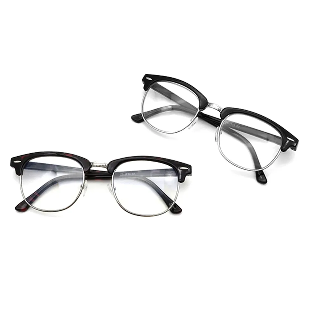 2021 High Quality Half Frame Men Metal Transparent Black Reading Glasses