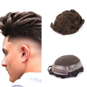 Factory Price Hollywood Style 100% Human Hair System Replacement Toupee Lace Base Toupee For Men