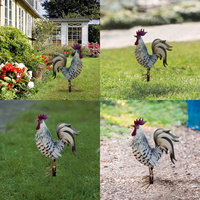Sculpture de poulet en fer coq de Style ferme ornement de jardin en forme d'animal pour paysage de pelouse d'arrière-cour à la maison