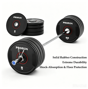 PROIRON <span class=keywords><strong>10</strong></span> <span class=keywords><strong>kg</strong></span> noir 2 pouces Dia trou poids disques en gros noir haltère pare-chocs en <span class=keywords><strong>caoutchouc</strong></span> plaque de poids - Product Image 3