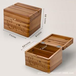 Boîte à recettes en bois avec séparateur, support de téléphone à rabat, organisateur de rangement de cuisine pour comptoir - Product Image 5