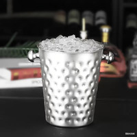 Seau à glace doré 5 litres en acier inoxydable 201 durable, rond, pour bar à vin, fête, mariage, banquet, barbecue extérieur, logo personnalisé
