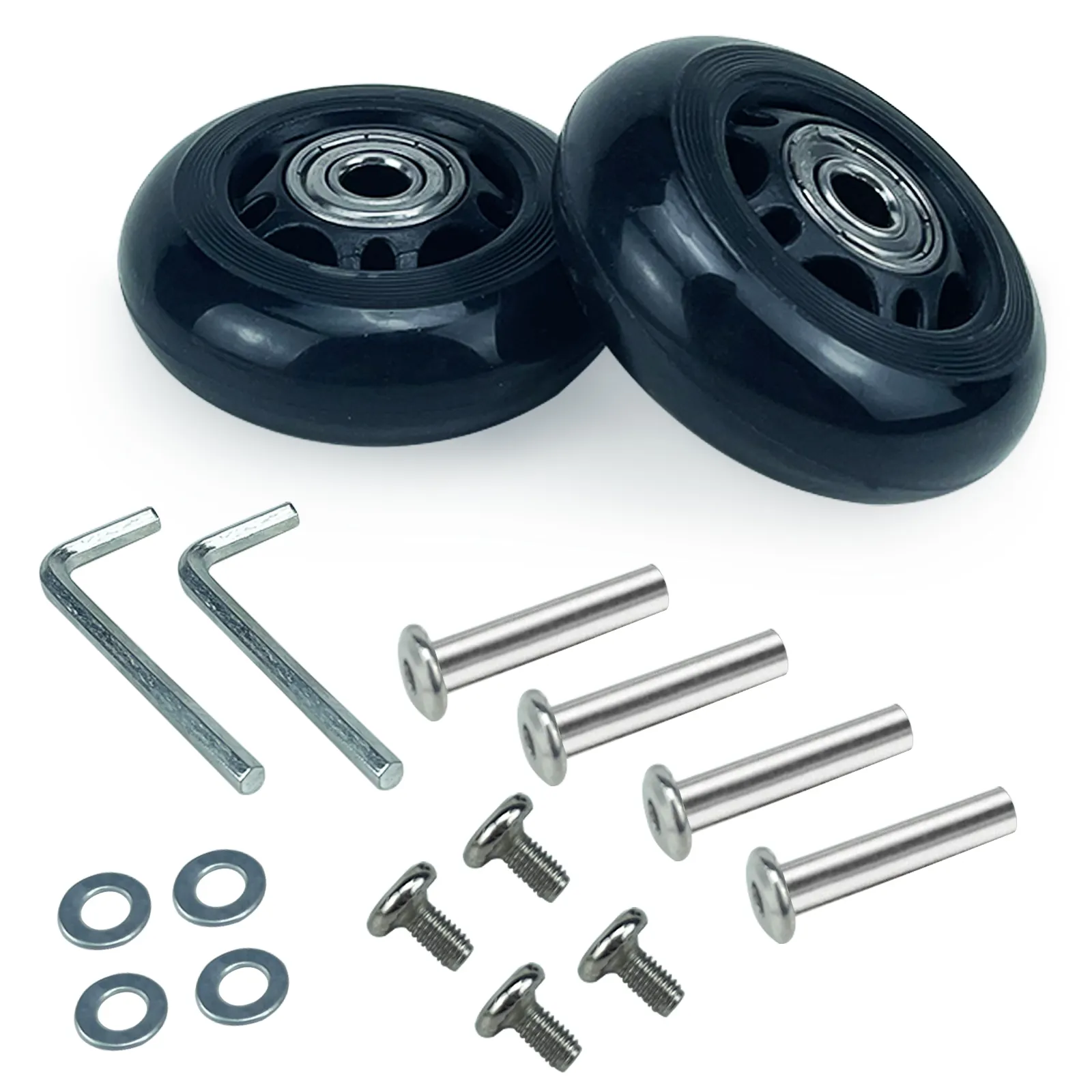 Wholesale 64mm Inline Skate Wheels Black PU Wheels Indoor Outdoor Roller Hockey wheels set