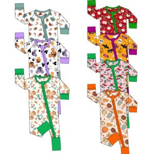 Pyjamas en bambou personnalisés en gros Ruidian, combinaison bébé en bambou bio à double fermeture éclair, vêtements pour bébés garçons, vêtements pour enfants en bambou - Product Image 3