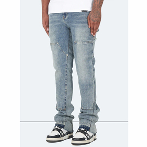 Diznew Atacado Duplo Joelho Personalizado Carpenter Denim Pant Tendência <span class=keywords><strong>Jeans</strong></span> para Homens Denim Calças Cargo