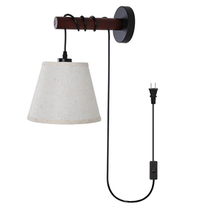 Lampe murale en bois massif de style scandinave vintage en finition noyer : éclairage minimaliste moderne pour salons, tables de chevet - Product Image 1