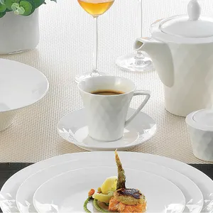 高品质现代欧式时尚个性化白色酒店厨房陶器陶瓷餐具餐具