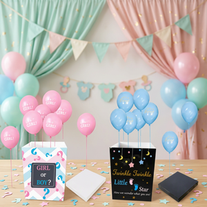 Boîte de vote pour révélation du sexe avec cartes – Décorations de fête prénatale garçon ou fille en carton – Centre de table - Product Image 3