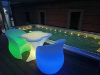 Современные светодиодные кубы RGB с изменением цвета, пластиковые уличные LED-столы и стулья, водонепроницаемая мебель для вечеринок и свадеб на открытом воздухе