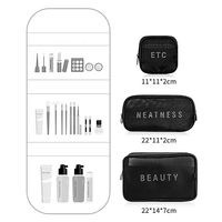 Sac en maille de nylon transparent imperméable avec logo personnalisé, petit et grand kit de lavage de voyage, trousse de maquillage, pochette à cosmétiques