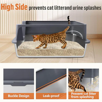 Bac à litière pour chat en acier inoxydable extra-large clôture haute entièrement fermée pour un nettoyage facile désodorisation accessoire pour chat de grande taille