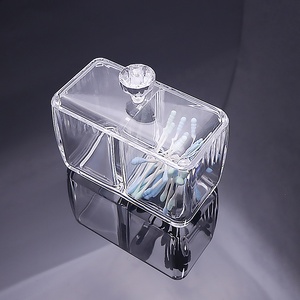 Transparent <span class=keywords><strong>De</strong></span> <span class=keywords><strong>Bureau</strong></span> En Plastique Boîte <span class=keywords><strong>De</strong></span> Coton-Tige Trombones Organisateur Boîte en Coton Avec Couvercle - Product Image 3