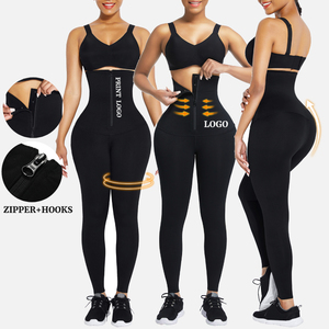 HEXIN Dropshipping Leggings <span class=keywords><strong>corsetto</strong></span> con cerniera nera Leggings a compressione a vita alta pantaloni da allenamento in vita - Product Image 2