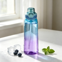 Bouteille d'eau anti-fuite sans BPA en Tritan+PP avec couvercle à ouverture rapide pour adultes - Activités de camping et de plein air, consommation directe, compatible lave-vaisselle