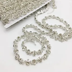 Silver Plated Crystal Water Diamond Chain Wedding Clothing Accessories Trimming S-shaped Diamond Chain