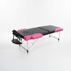 Table de massage pliante en 2 sections conçue par OEM, avec un appui-tête et des accoudoirs confortables qui s'adaptent au corps, idéale pour le <span class=keywords><strong>SPA</strong></span> - Product Image 1