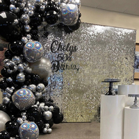 Décoration de fête d'enterrement de vie de jeune fille, ensemble de ballons noirs et argentés, 4D, ballons Disco, mariage, anniversaire, Style Disco, Kit d'arc de ballons