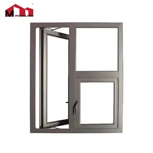 Ventana abatible de vidrio de vinilo, diseño de parrilla francesa de fábrica, doble acristalado, Upvc