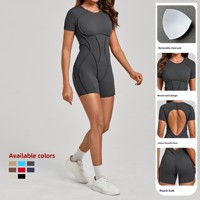 Combinaison de sport esthétique tridimensionnelle personnalisée, une pièce moulante à manches courtes et dos nu pour le yoga, vente en gros