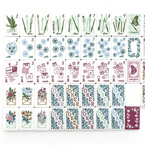 CHIVAN - Fichas de Mahjong Chinas de Acrílico Blanco Sólido de Primera Calidad con Diseño Floral, Duraderas y Portátiles para Entretenimiento Familiar - Product Image 1
