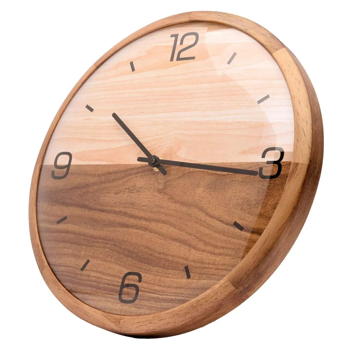 12" Northern Europe Decorative Wooden Wall Clock with Annual Rings for Home Office