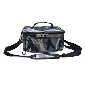 Bolsa de Pesca de Camuflaje, Bolsa de Hombro Multibolsillos para Almacenamiento de Cebo para Acampar al Aire Libre, Verde Camuflaje, Poliéster, Unisex - Product Image 5