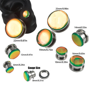 Pendientes de acero inoxidable con diseño geométrico punk estilo caja sorpresa aleatoria, varios diseños, con película brillante y conos acampanados. - Product Image 4