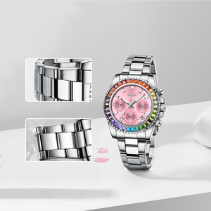 Orologio da <span class=keywords><strong>Donna</strong></span> Biden 0163 Cronografo Impermeabile Luminoso in Acciaio Inossidabile, Orologio Sportivo alla Moda - Product Image 2