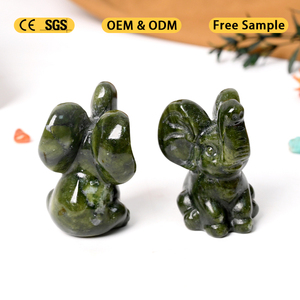 Vente en gros de sculptures d'éléphant en cristal naturel écologique, pierre de guérison, forme ovale gravée, pour la décoration de la maison - Product Image 5