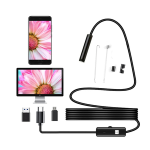 内視鏡カメラ 6LEDライト付き HDボアスコープ IP67防水 7mm検査カメラ 2MP 2倍ズーム 5mケーブル Android対応 STEM教育向けギフト - Product Image 1