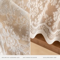 Taplak Meja Eloria Berongga dengan Renda Transparan, Motif Bunga Prancis Pastoral Jacquard, Penutup Meja Makan Grosir OEM ODM