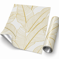 Papier peint autocollant blanc à motif feuille d'or 60x60cm avec surface en PET et mousse IXPE pour murs intérieurs