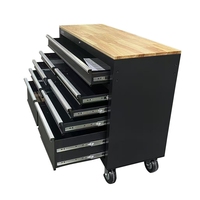 Banco de trabajo de metal con soporte OEM personalizable con tapa de madera, 9 cajones, cofre de herramientas para uso en taller de garaje, acabado de recubrimiento en polvo