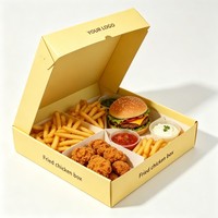 Boîte à frites biodégradable personnalisée pour la restauration rapide, boîte en papier pour poulet frit avec compartiment à sauce