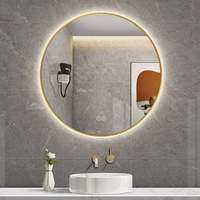 Miroirs circulaires de grande taille à LED bleus, miroir à LED pour salle de bain, miroir mural intelligent à LED avec lumières