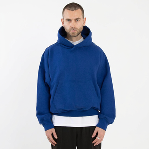 Sudadera con capucha para hombre, extragrande, con lavado ácido, de algodón puro de gramaje pesado, con logotipo personalizado, de terciopelo, con media cremallera, de invierno, con bolsillo canguro, tallas grandes - Product Image 1