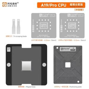 AMAOE Plateforme de Reballing pour <span class=keywords><strong>iPhone</strong></span> X <span class=keywords><strong>11</strong></span> 12 13 14 15 16 17, Kit d'Outils de Réparation de CPU par Soudure, Plateforme de Pochoirs de Reballing - Product Image 5