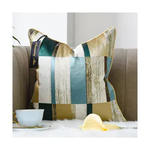 Capa de almofada para sala de estar, capa de cetim de seda verde, alta qualidade, um lado, jacquard, decoração
