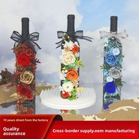 Boîte cadeau en cuir personnalisée pour fleurs éternelles, bouteille de vin rouge, artisanat DIY, ornements décoratifs finis, fleurs séchées