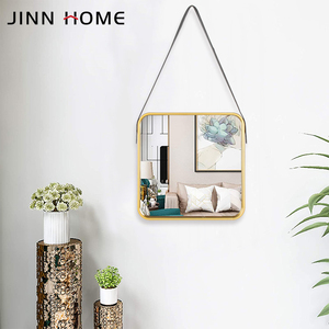 Jinnhome moderno specchio elegante oro antico cornice quadrata appesa a parete in finta pelle bagno specchio decorativo in <span class=keywords><strong>plastica</strong></span> - Product Image 5