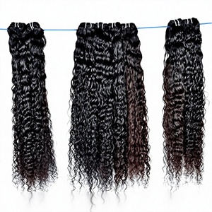 Extensiones de cabello humano de templo indio alineado con cutícula súper ondulada profunda suelta Color negro Natural ondulado ninguno procesado químicamente - Product Image 1