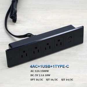 Regleta de 4 salidas de escritorio con puerto USB C de 2.1A, carga rápida, Puerto USB A, estación de carga oculta para muebles para mesa auxiliar - Product Image 4
